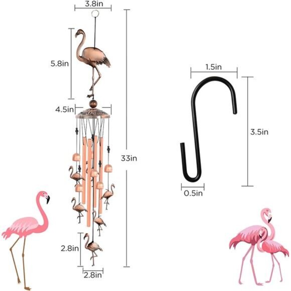 JOBOSI Flamingo Wind Chimes, Gifts for mom Women Grandma Friends Mother, - Picture 7 of 8